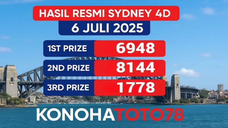 Hasil Resmi Sydney 4D 6 Juli 2025 dari Konohatoto78 - angkagaib.com